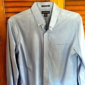 Blue w white strips Lands End dress shirt slim fit